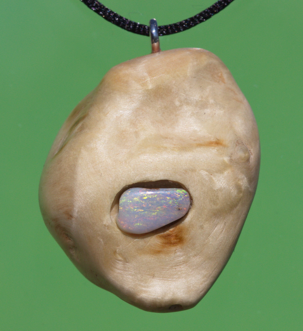 Baumperle von der Pappel mit einem farbenreichen Opal 